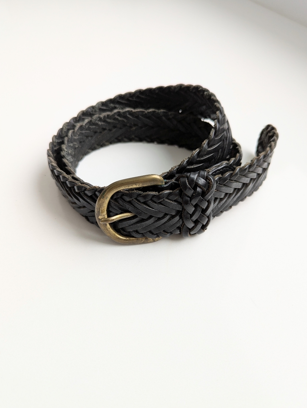 Pennyblack Vintage Italian Woven Braided Leather Belt – Black